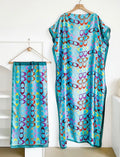 Teal Eyeglass Print Moo Moo Dress with Matching Scarf