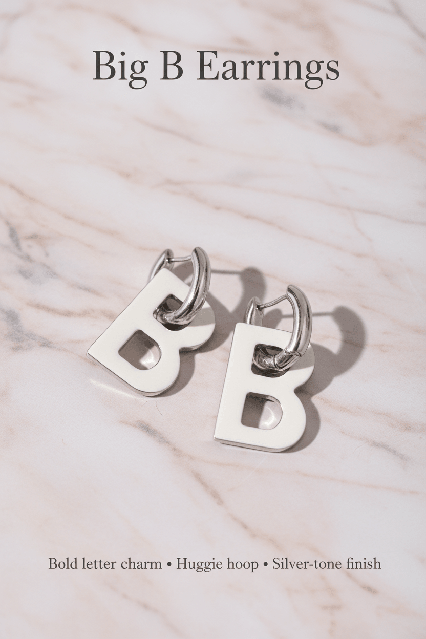 Big B Earrings - Silver