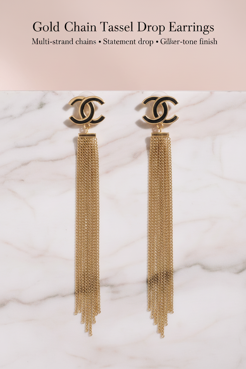 Gold Chain Tassel Earrings