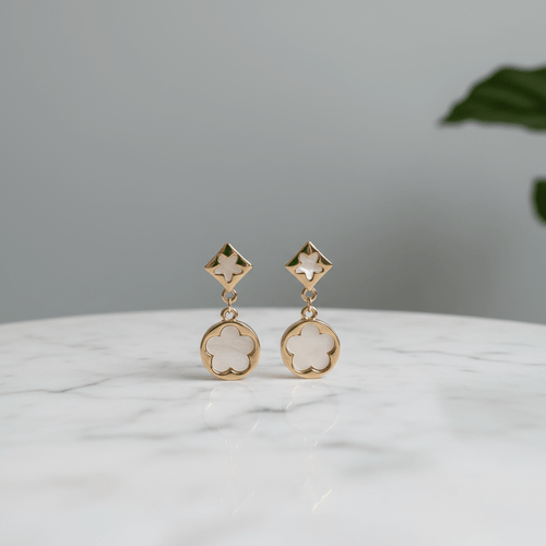Gold Flower Drop Earrings
