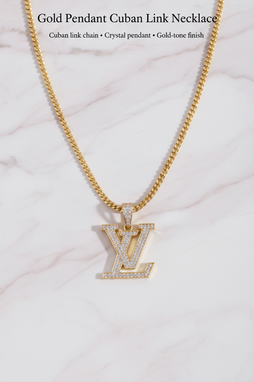 Gold Pendant Cuban Link Necklace
