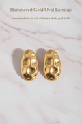 Hammered Gold Oval Earrings