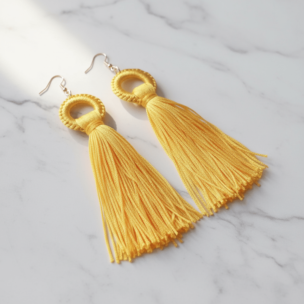 Golden Tassel Hoop Drop Earrings
