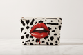 Red Lips Cow Print Makeup Bag - HD product photo