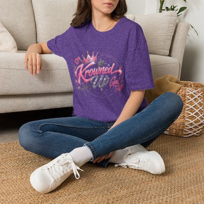 Krowned Up Girl T‑Shirt — Pink Crown Graphic Tee for Women