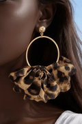 Leopard Ruffle Hoop Earrings - Darker Skin