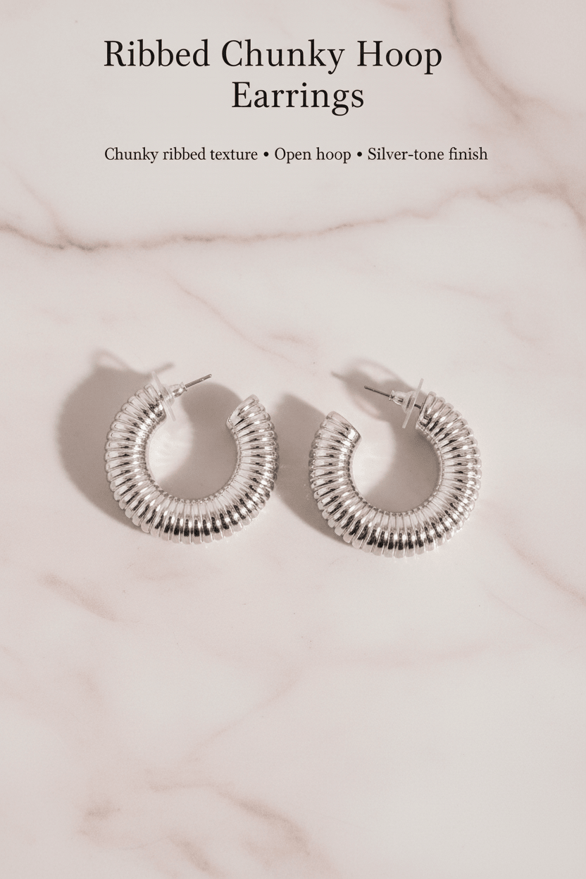 Ribbed Chunky Hoop Earrings