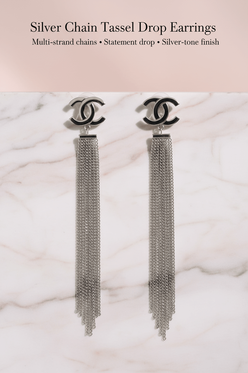 Silver Chain Tassel Drop Earrings