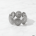 Silver Concho Disc Stretch Bracelet - Single Clean